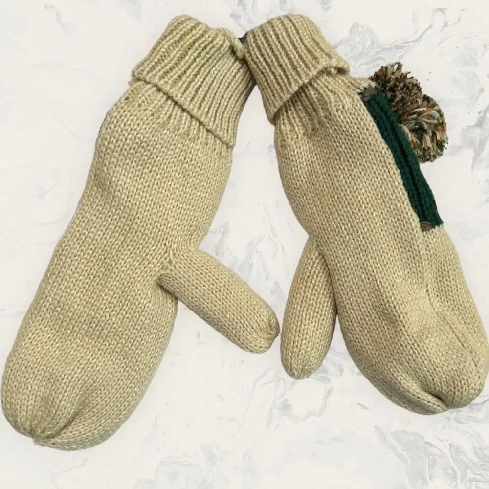 NEW Nordstrom BP. Bundle - Beanie and Mittens Set - Tan/ Brown - One Size